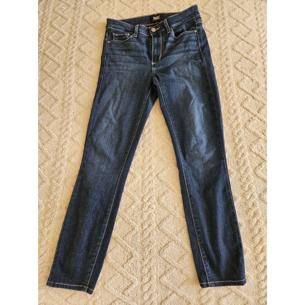 PAIGE Hoxton Ankle High‎ Rise Skinny Jeans 27 Dark Indigo Stretch Denim